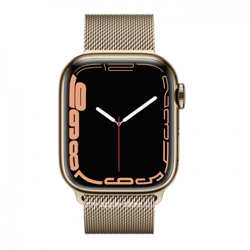 Apple Watch Series 7 41 мм, стальные, золотой миланский сетчатый браслет