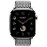 Apple Watch Hermes Series 11 46mm, клетчатый ремешок из плетеного нейлона черный с белым