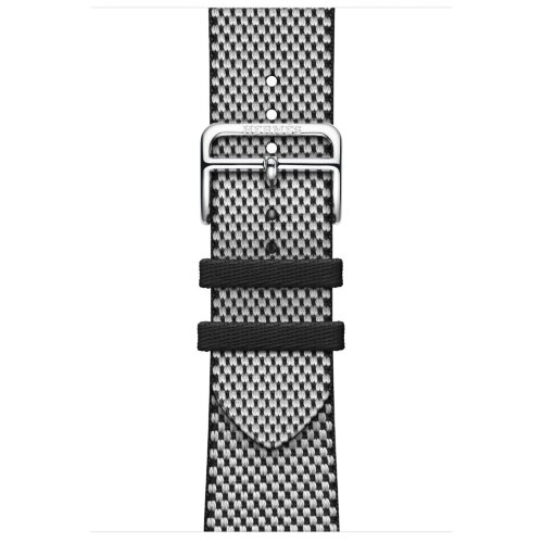 Apple Watch Hermes Series 11 46mm, клетчатый ремешок из плетеного нейлона черный с белым