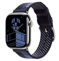 Apple Watch Hermes Series 11 46mm, трикотажный ремешок синего цвета