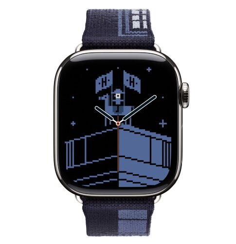 Apple Watch Hermes Series 11 46mm, трикотажный ремешок синего цвета