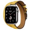 Apple Watch Hermes Series 11 42mm, двойной тонкий желтый кожаный ремешок