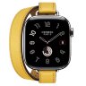 Apple Watch Hermes Series 11 42mm, двойной тонкий желтый кожаный ремешок