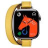 Apple Watch Hermes Series 11 42mm, двойной тонкий желтый кожаный ремешок