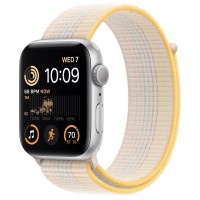 Apple Watch SE (2022) 44mm, Silver Aluminum Case with Sport Loop - Starlight