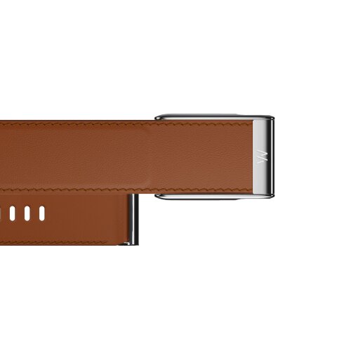 Кожаный ремешок для фитнес-браслета WHOOP MG, LeatherLuxe Straight Band | Chestnut/Cream with Titanium S/M