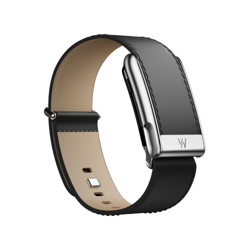 Кожаный ремешок для фитнес-браслета WHOOP 5.0, LeatherLuxe Straight Band Black/Cream with Titanium L/XL