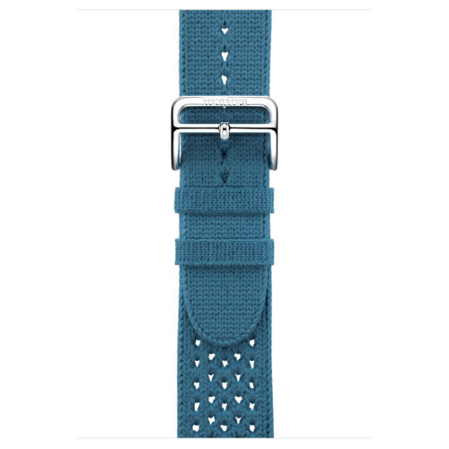 Apple Watch Hermes Series 10 46mm, ремешок из текстильного трикотажа голубого цвета