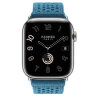 Apple Watch Hermes Series 10 46mm, ремешок из текстильного трикотажа голубого цвета