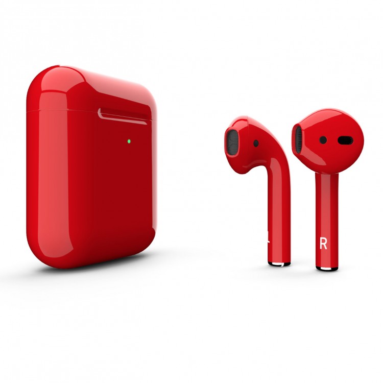 AirPods 2 красные глянцевые с беспроводным футляром (2019)