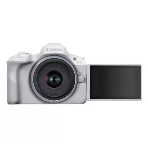 Canon EOS R50 Mirrorless Camera, White + RF-S 18-45mm F4.5-6.3 IS STM Lens