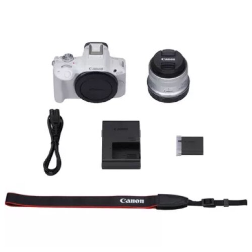 Canon EOS R50 Mirrorless Camera, White + RF-S 18-45mm F4.5-6.3 IS STM Lens