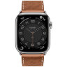 Apple Watch Hermes Series 11 46mm, коричневый кожаный ремешок с перфорацией H