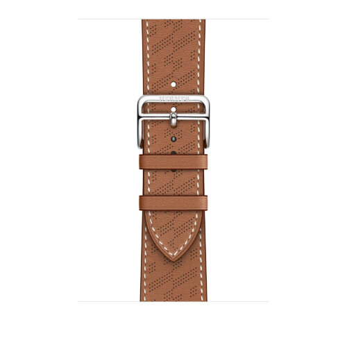 Apple Watch Hermes Series 11 46mm, коричневый кожаный ремешок с перфорацией H