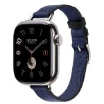 Apple Watch Hermes Series 11 42mm, тонкий ремешок из плетенного нейлона синий