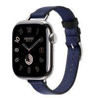 Apple Watch Hermes Series 11 42mm, тонкий ремешок из плетенного нейлона синий
