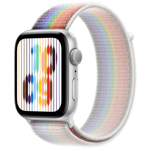 Apple Watch SE (2022) 44mm, Silver Aluminum Case with Sport Loop - Pride Edition