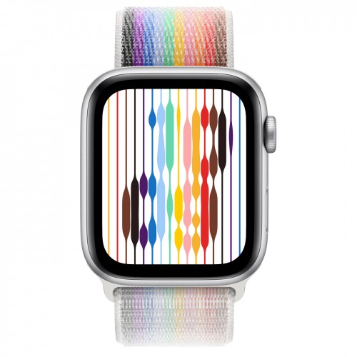 Apple Watch SE (2022) 44mm, Silver Aluminum Case with Sport Loop - Pride Edition