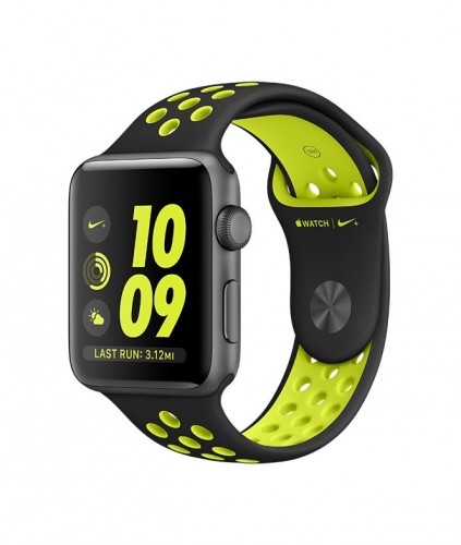 Apple Watch 2 Nike 42mm Space Gray спортивный ремешок черный/салатовый