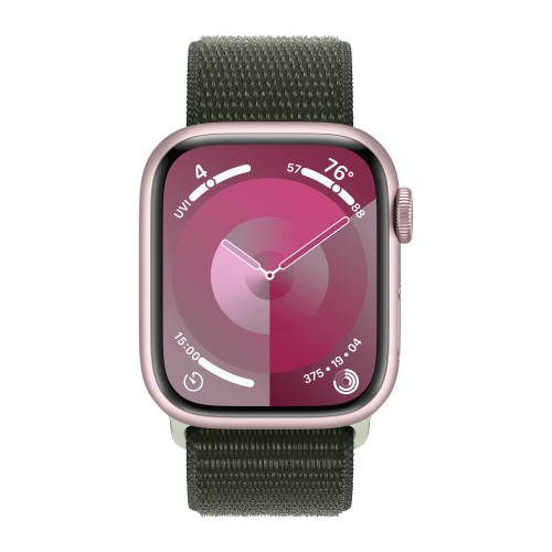 Apple Watch Series 9 45mm, Pink Aluminum Case with Sport Loop - Cypress