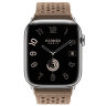 Apple Watch Hermes Series 10 46mm, ремешок из текстильного трикотажа коричневого цвета
