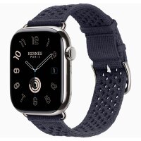 Apple Watch Hermes Series 12 46mm, ремешок из текстильного трикотажа темно-синий