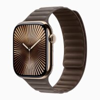 Apple Watch Series 10 46mm, Gold Titanium Case with Magnetic Link - Dark Taupe