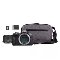 Canon EOS R100 Mirrorless Camera + RF-S 18-45mm F4.5-6.3 IS STM Lens + Backpack (Gray)+ SD Card
