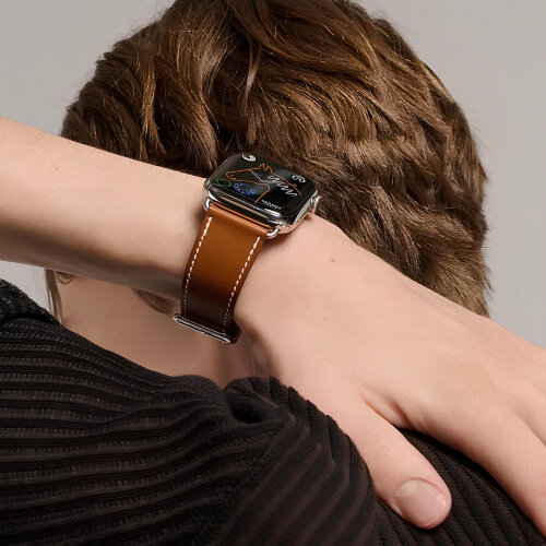 Apple Watch Hermes Series 11 46mm, коричневый ремешок с раскладывающейся застежкой