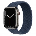 Apple Watch Series 7 45 мм, Graphite Stainless Steel, плетеный монобраслет «Синий омут»