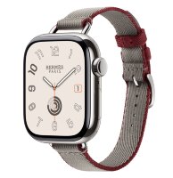 Apple Watch Hermes Series 11 42mm, тонкий ремешок из плетенного нейлона серый