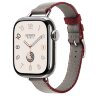 Apple Watch Hermes Series 11 42mm, тонкий ремешок из плетенного нейлона серый