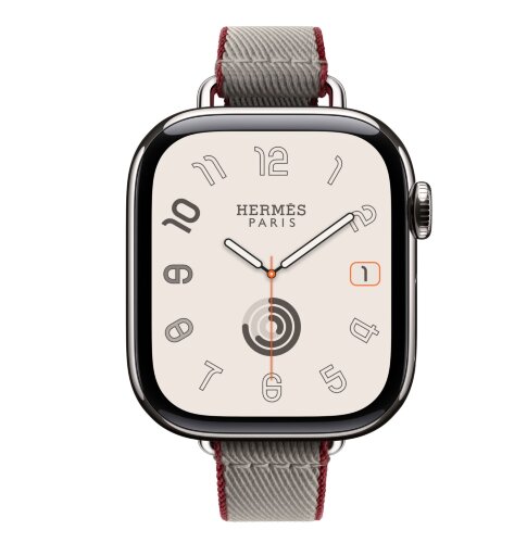 Apple Watch Hermes Series 11 42mm, тонкий ремешок из плетенного нейлона серый