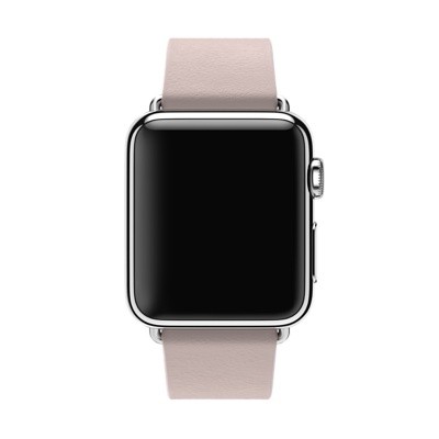 Кожаный ремешок с современной пряжкой для Apple Watch 38mm розовый Large