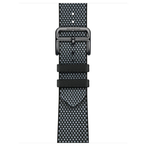Apple Watch Hermes Series 9 41mm, черный корпус, клетчатый ремешок из плетеного нейлона джинсовые с черным