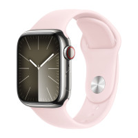 Apple Watch Series 9 41mm, Silver Stainless Steel Case with Sport Band - Light Pink