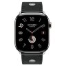 Apple Watch Hermes Series 12 46mm, классический кожаный черный ремешок с клепкой