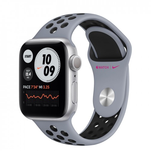 Apple Watch Series 6 Nike 40 мм, серебристый алюминий, "Дымчатый серый/чёрный" ремешок