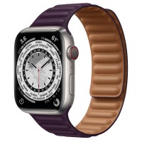 Apple Watch Series 7 45 мм Титановые, кожаный ремешок «Тёмная вишня»