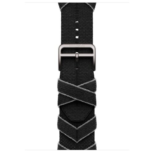 Apple Watch Hermes Series 11 46mm, ремешок из плетеного нейлона черный с серым