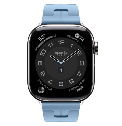 Apple Watch Hermes Series 11 42mm, спортивный ремешок Kilim голубой