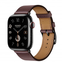 Apple Watch Series Hermes 9 41mm, черный корпус, классический кожаный красный ремешок