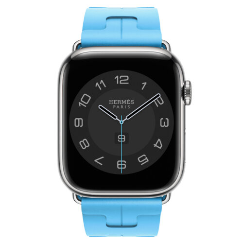 Apple Watch Hermes Series 10 46mm, спортивный ремешок Kilim голубого цвета