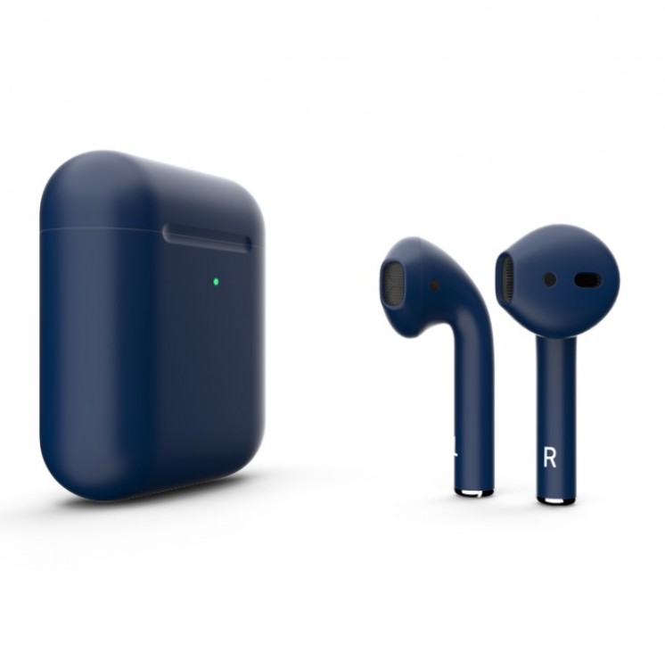 AirPods 2 синие матовые с беспроводным футляром (2019)