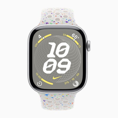 Apple Watch Series 10 46mm, Silver Aluminum Case with Nike Sport Band - Pure Platinum