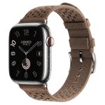 Apple Watch Hermes Series 11 46mm, ремешок из текстильного трикотажа коричневого цвета