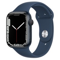 Apple Watch Series 7 45 мм, из алюминия «Тёмная ночь», спортивный ремешок «Синий омут»