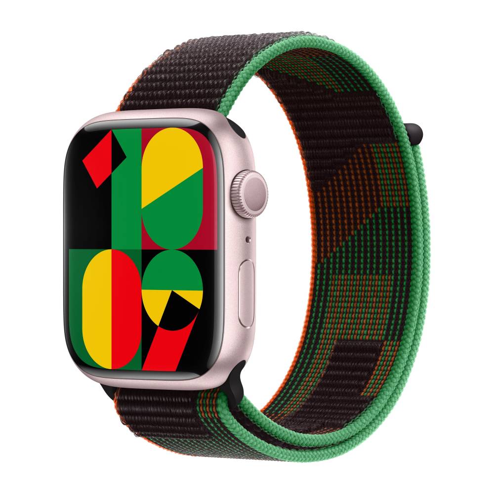 Apple Watch 9 Pink Aluminum 45mm Sport Loop Black Unity