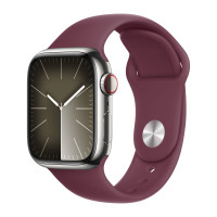 Apple Watch Series 9 41mm, Silver Stainless Steel Case with Sport Band - Mulberry
