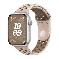 Apple Watch Series 9 45mm, Silver Aluminum Case with Nike Sport Band - Desert Stone